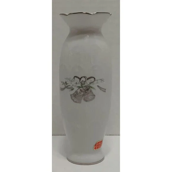 Vintage 1984 Lefton 25th Anniversary Vase Japan – Silver Trim Porcelain - Picture 2 of 5